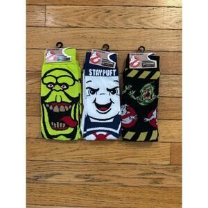 NEW 3pk Ghostbusters Novelty Socks, Size 6-12, Slimer, Stay Puft Marshmallow Man